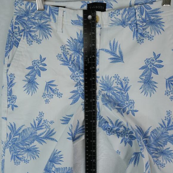 Talbots Pants Womens 2P Blue White Floral Cotton Relaxed Chino Cropped Preppy - Picture 11 of 12